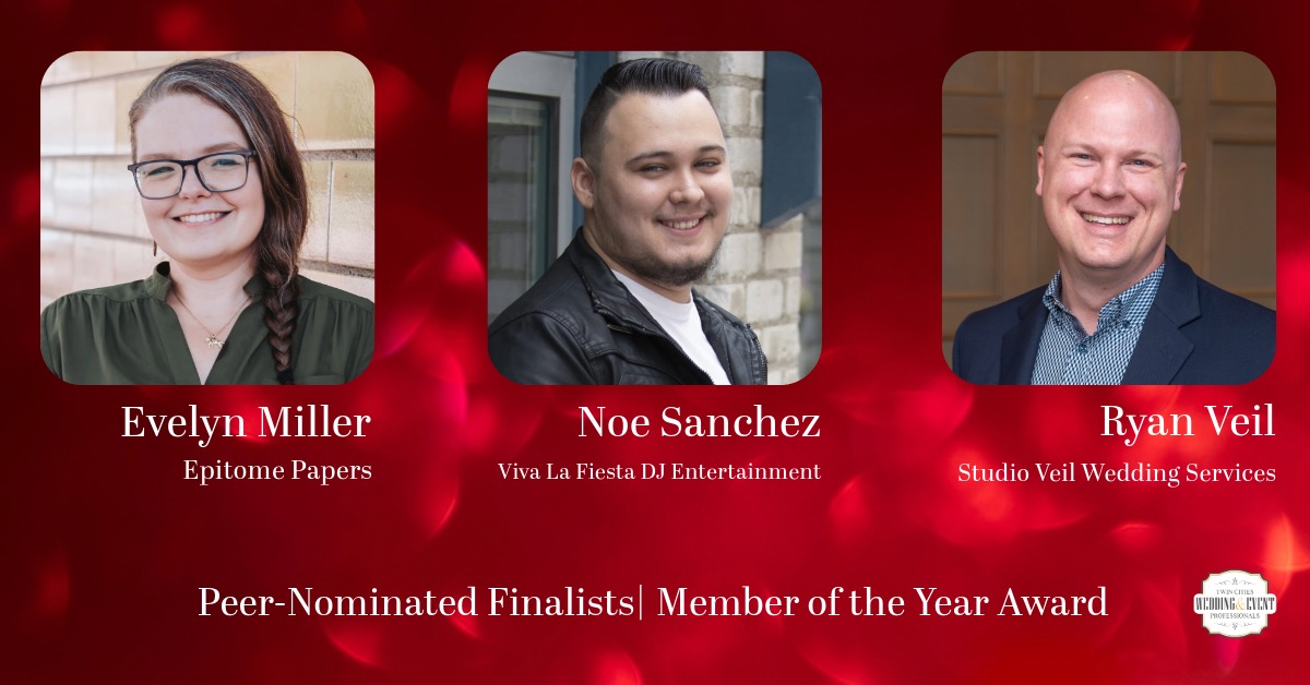 Three Peer-Nominated Mountain Mover Award Finalists: Evelyn Miller, Epitome Papers; Noe Sanchez, Viva La Fiesta DJ Entertainment; Ryan Veil, Studio Veil Wedding Services