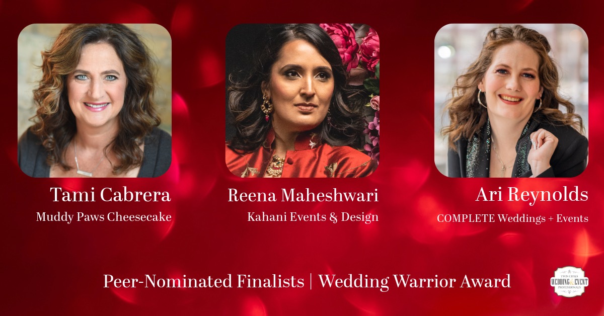 Three Peer-Nominated Mountain Mover Award Finalists: Tami Cabrera, Muddy Paws Cheesecake; Reena Maheshwari, Kahani Events & Design; Ari Reynolds, COMPLETE Weddings & Events